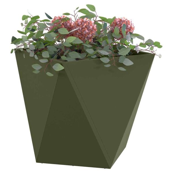 Кашпа 2 pcs Маслинено зелено 50 x 50 x 50 cm Стомана