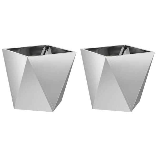 Кашпа 2 pcs Сребрист 50 x 50 x 50 cm Галванизирана стомана