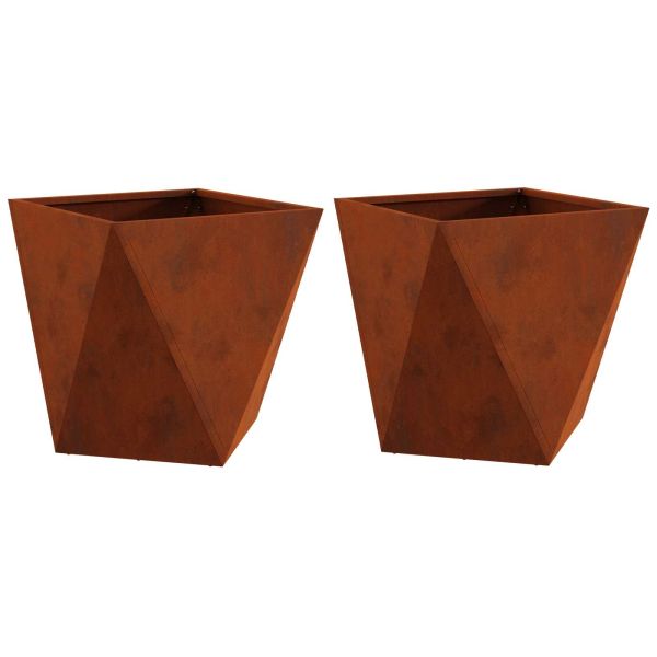Кашпа 2 pcs Ръждясало 50 x 50 x 50 cm Патинираща стомана