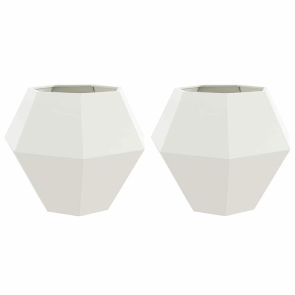 Кашпа 2 pcs Бяло 100 x 100 x 80 см Стомана