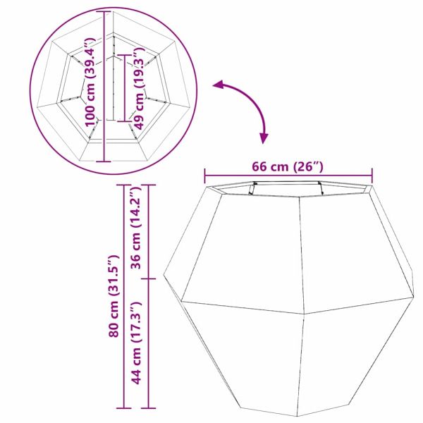 Кашпа Маслинено зелено 100 x 100 x 80 см Стомана