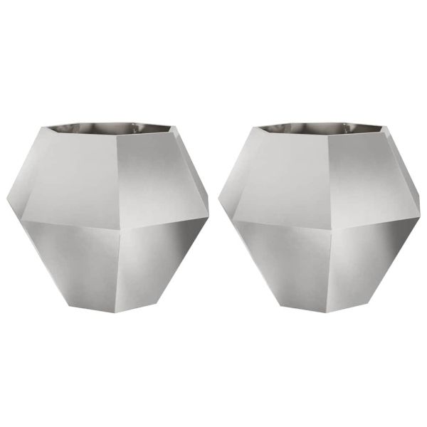 Кашпа 2 pcs Сребрист 100 x 100 x 80 см Неръждаема стомана