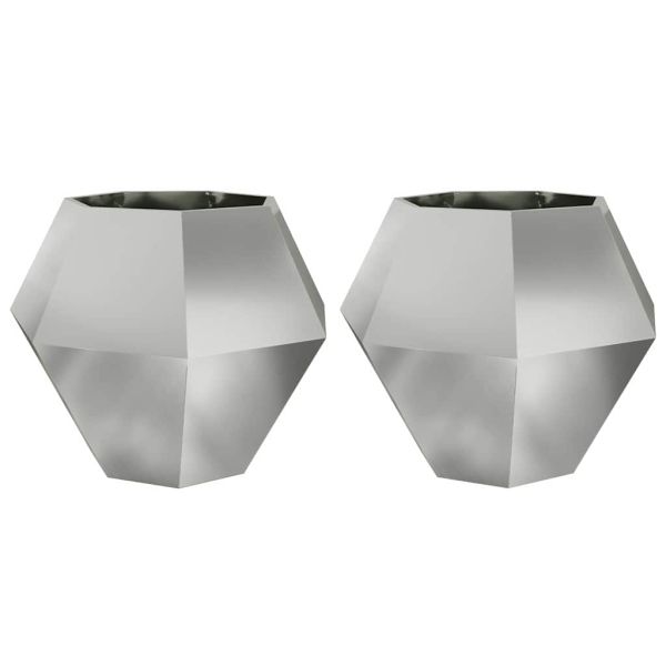 Кашпа 2 pcs Сребрист 100 x 100 x 80 см Галванизирана стомана