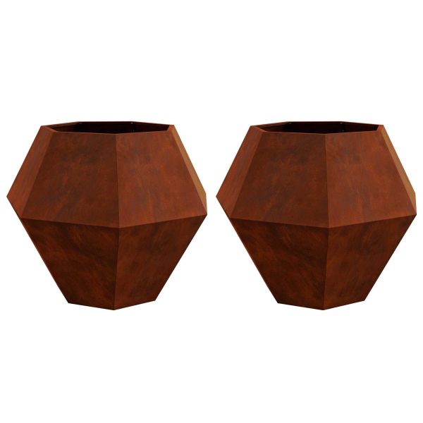 Кашпа 2 pcs Ръждясало 100 x 100 x 80 см Патинираща стомана