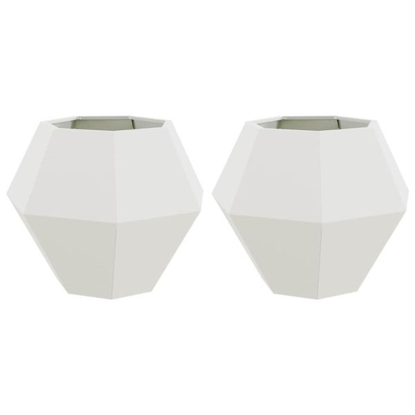 Кашпа 2 pcs Бяло 75 x 75 x 60 см Стомана