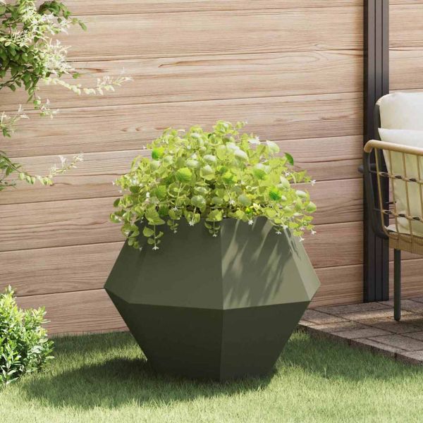 Кашпа Маслинено зелено 75 x 75 x 60 см Стомана