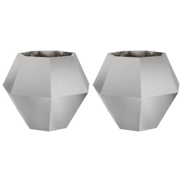 Кашпа 2 pcs Сребрист 75 x 75 x 60 см Неръждаема стомана