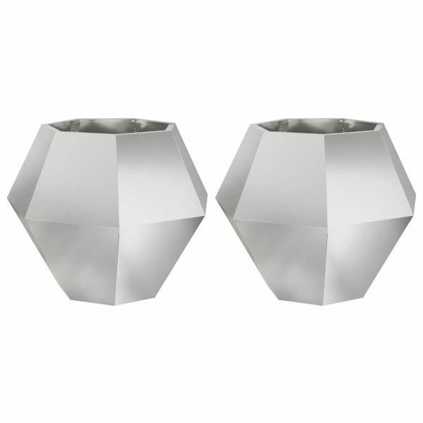 Кашпа 2 pcs Сребрист 75 x 75 x 60 см Галванизирана стомана