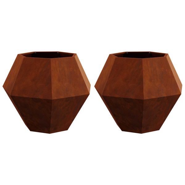 Кашпа 2 pcs Ръждясало 75 x 75 x 60 см Патинираща стомана