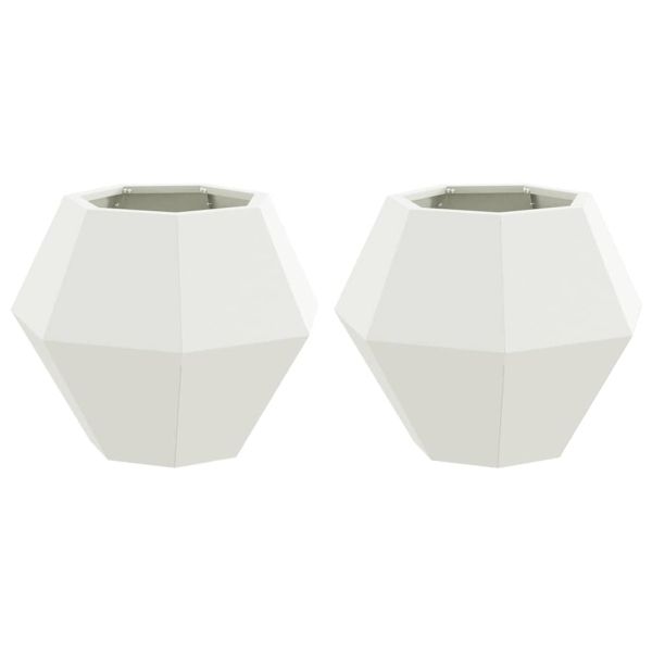 Кашпа 2 pcs Бяло 50 x 50 x 40 cm Стомана