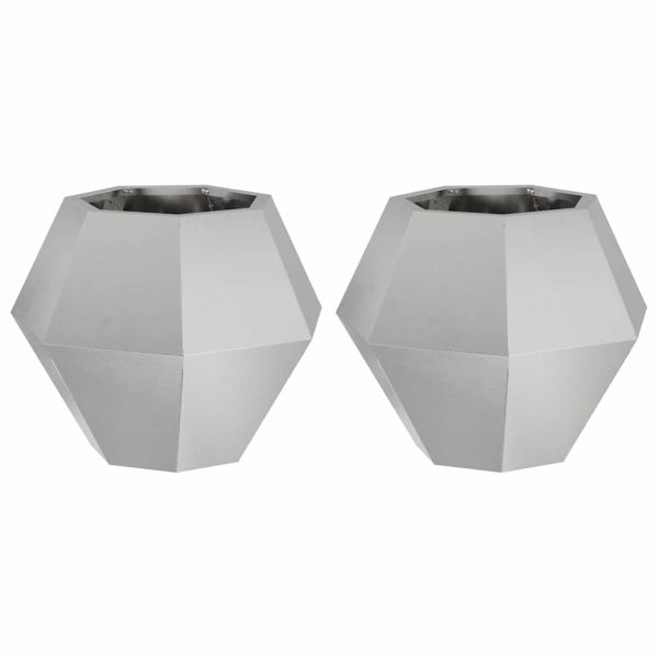 Кашпа 2 pcs Сребрист 50 x 50 x 40 cm Неръждаема стомана