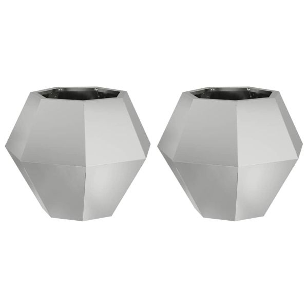 Кашпа 2 pcs Сребрист 50 x 50 x 40 cm Галванизирана стомана