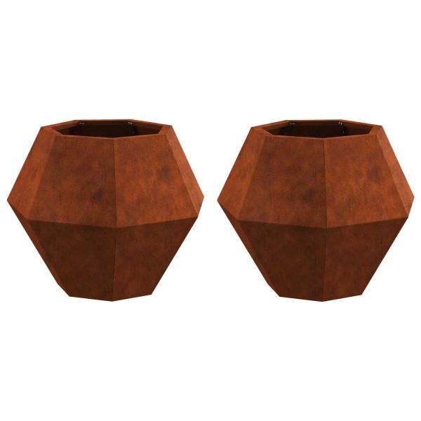 Кашпа 2 pcs Ръждясало 50 x 50 x 40 cm Патинираща стомана