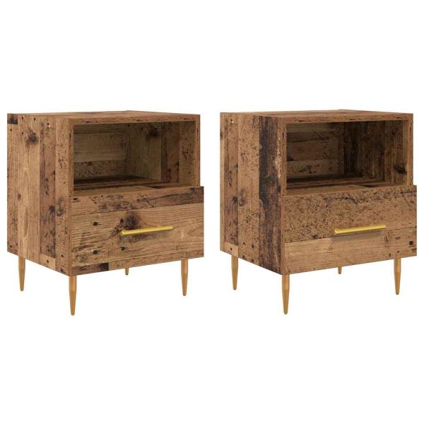 Нощно шкафче с чекмедже 2 pcs Старо дърво 40 x 35 x 47,5 см