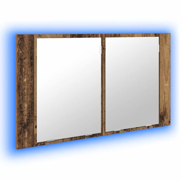 Шкаф с огледало за баня с рафт Старо дърво 80 x 12 x 45 см