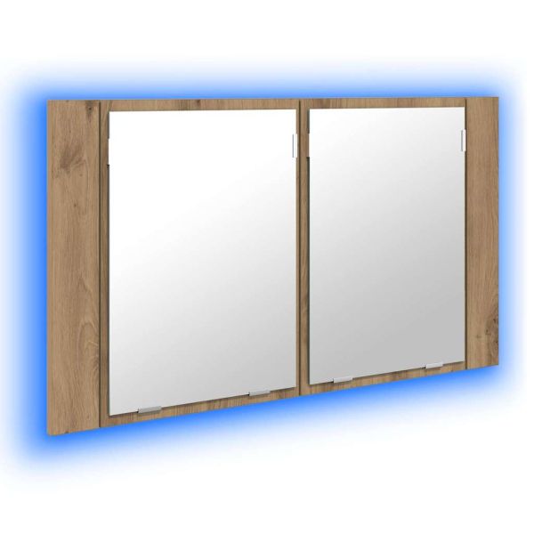 Шкаф с огледало за баня Дъб 80 x 12 x 45 см Инженерно дърво
