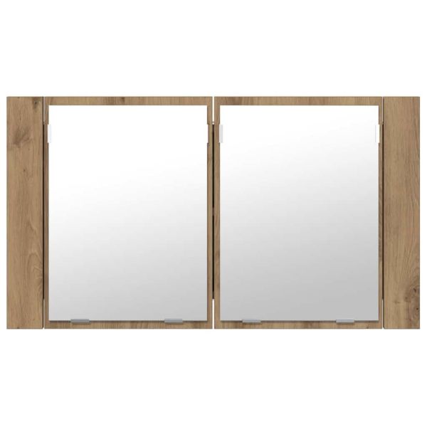 Шкаф с огледало за баня Дъб 80 x 12 x 45 см Инженерно дърво