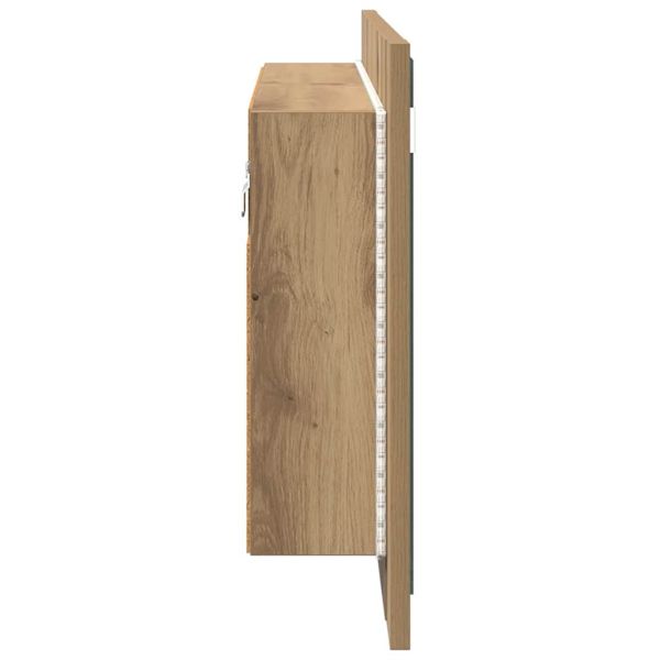 Шкаф с огледало за баня Дъб 80 x 12 x 45 см Инженерно дърво