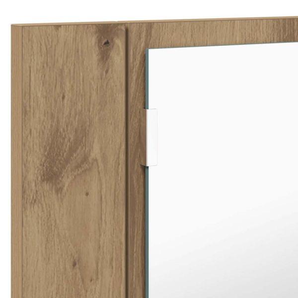 Шкаф с огледало за баня Дъб 80 x 12 x 45 см Инженерно дърво