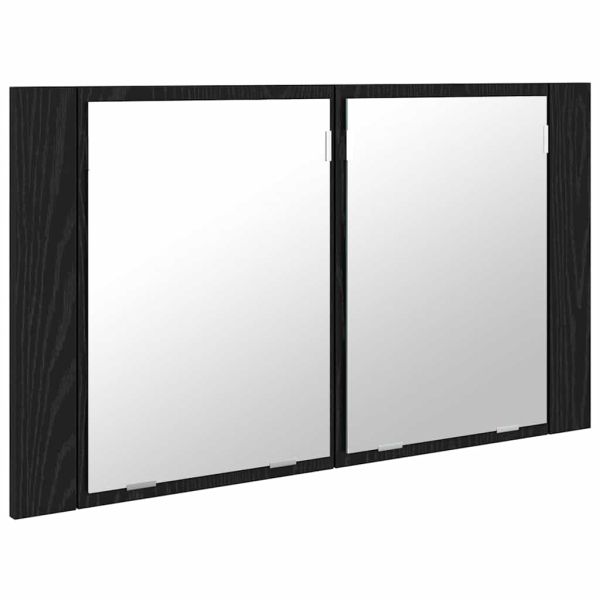 Шкаф с огледало за баня с рафт Черния дъб 80 x 12 x 45 см