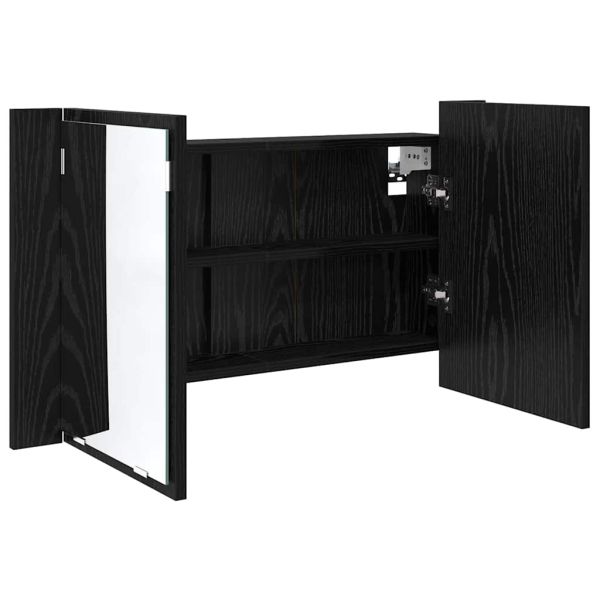 Шкаф с огледало за баня с рафт Черния дъб 80 x 12 x 45 см