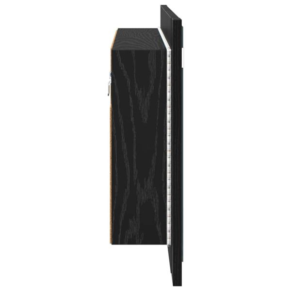 Шкаф с огледало за баня с рафт Черния дъб 80 x 12 x 45 см