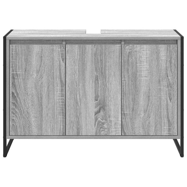 Шкаф за баня с врата Сив Сонома 90 x 30 x 60 cm Инженерно дърво
