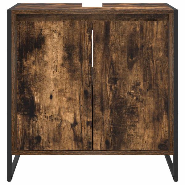 Шкаф за баня с врата Димящ дъб 60 x 30 x 60 cm Инженерно дърво