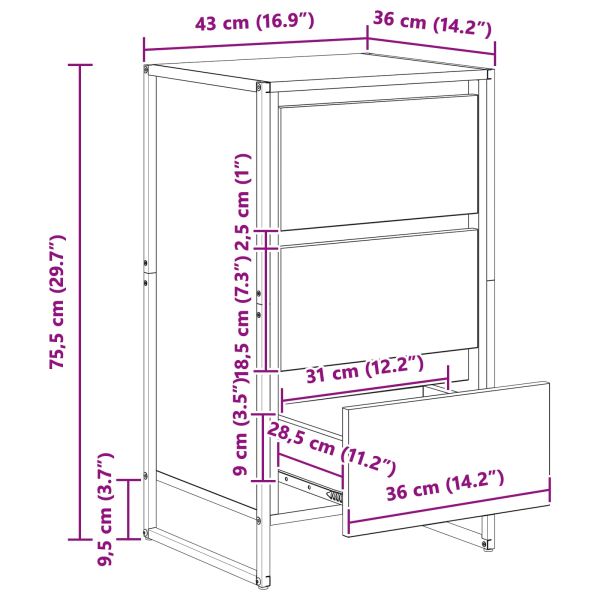Служебен шкаф Черния дъб 42 x 36 x 75.5 см Инженерно дърво