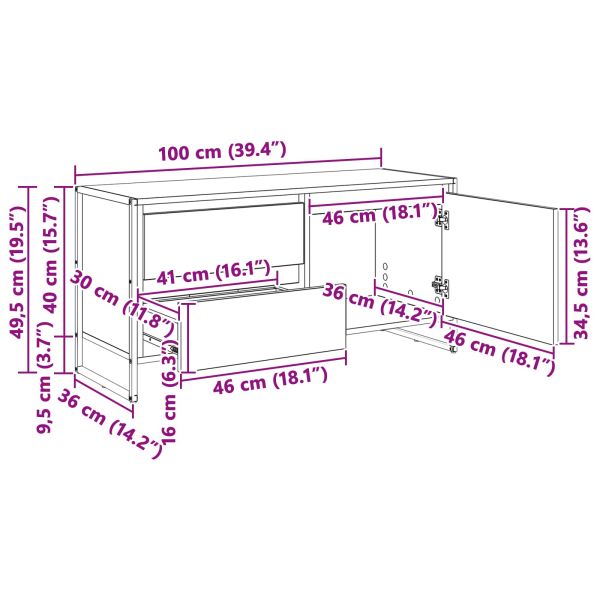 ТВ шкаф с чекмедже Димящ дъб 100 x 36 x 49.5 см Инженерно дърво