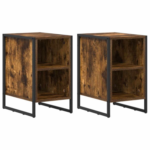 Нощно шкафче 2 pcs Димящ дъб 39.5 x 30 x 50 см Инженерно дърво