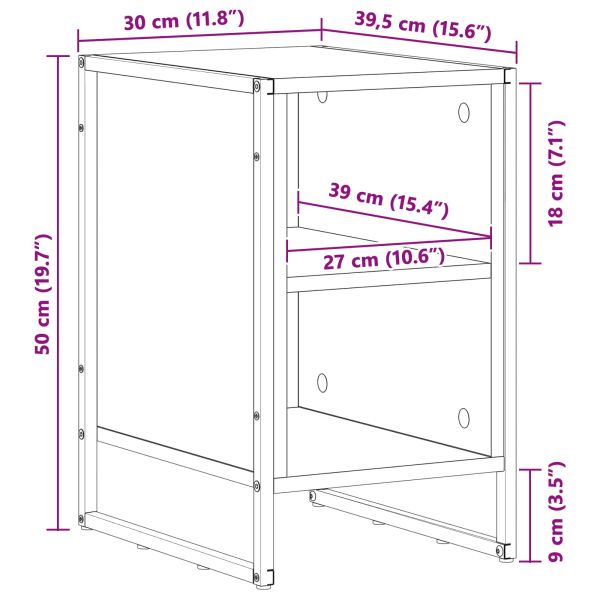Нощно шкафче Сив Сонома 39.5 x 30 x 50 см Инженерно дърво