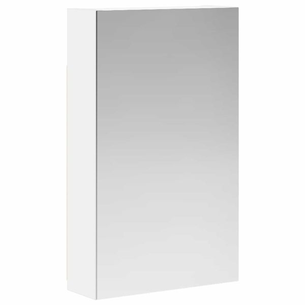 Шкаф с огледало за баня Бяло 30 x 10,5 x 50 см Инженерно дърво