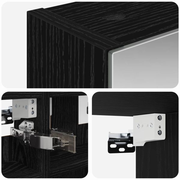 Шкаф с огледало за баня с рафт Черния дъб 30 x 10,5 x 50 см
