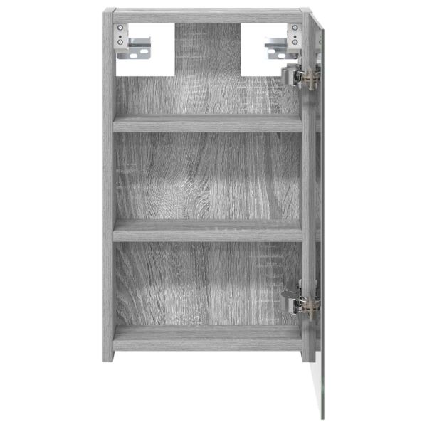 Шкаф с огледало за баня с рафт Сив Сонома 30 x 10,5 x 50 см