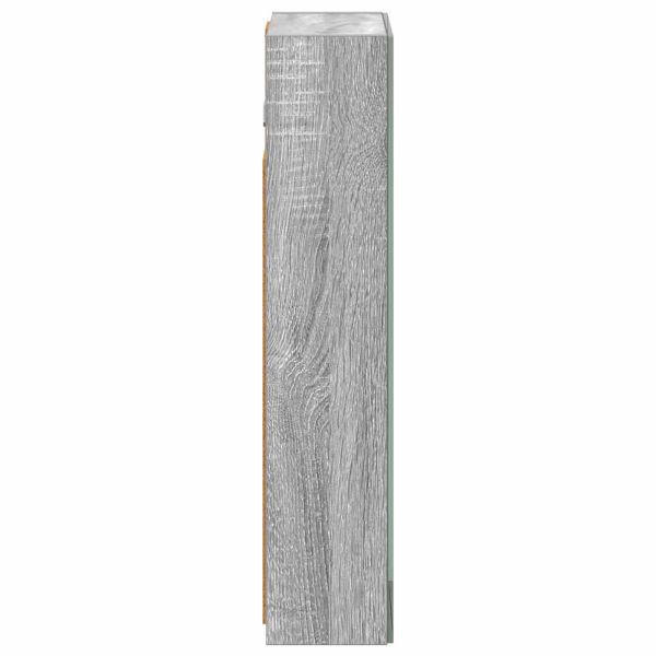 Шкаф с огледало за баня с рафт Сив Сонома 30 x 10,5 x 50 см