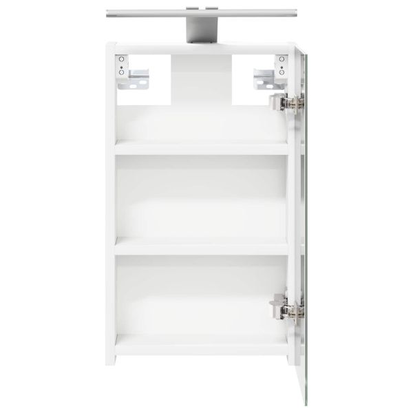 Шкаф с огледало за баня Бяло 30 x 10,5 x 50 см Инженерно дърво