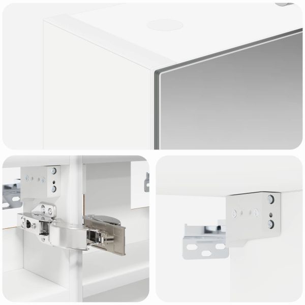 Шкаф с огледало за баня Бяло 30 x 10,5 x 50 см Инженерно дърво