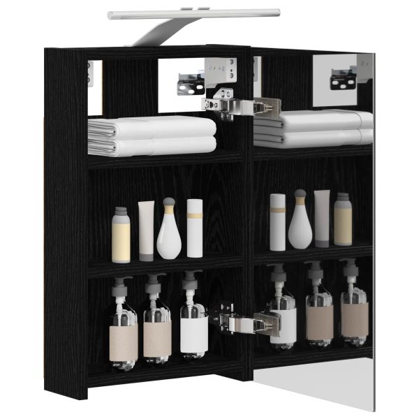 Шкаф с огледало за баня с рафт Черния дъб 30 x 10,5 x 50 см