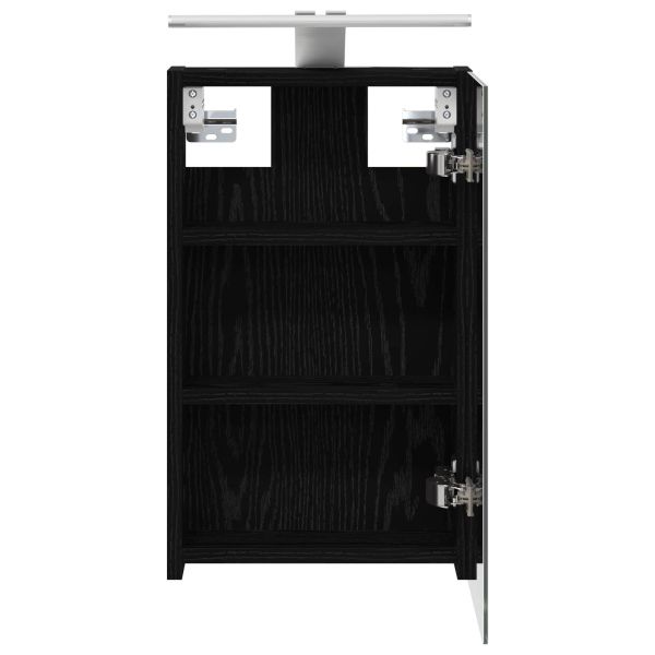 Шкаф с огледало за баня с рафт Черния дъб 30 x 10,5 x 50 см