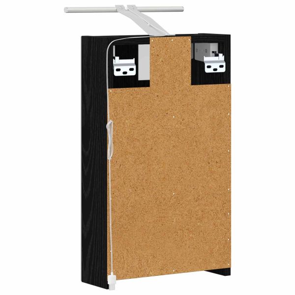 Шкаф с огледало за баня с рафт Черния дъб 30 x 10,5 x 50 см