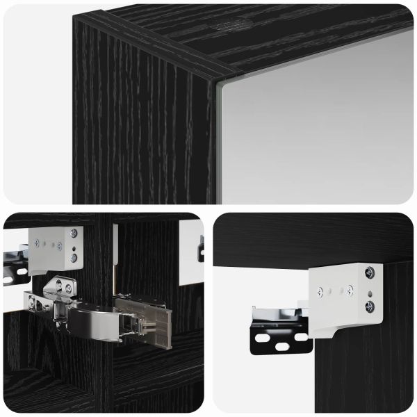 Шкаф с огледало за баня с рафт Черния дъб 30 x 10,5 x 50 см