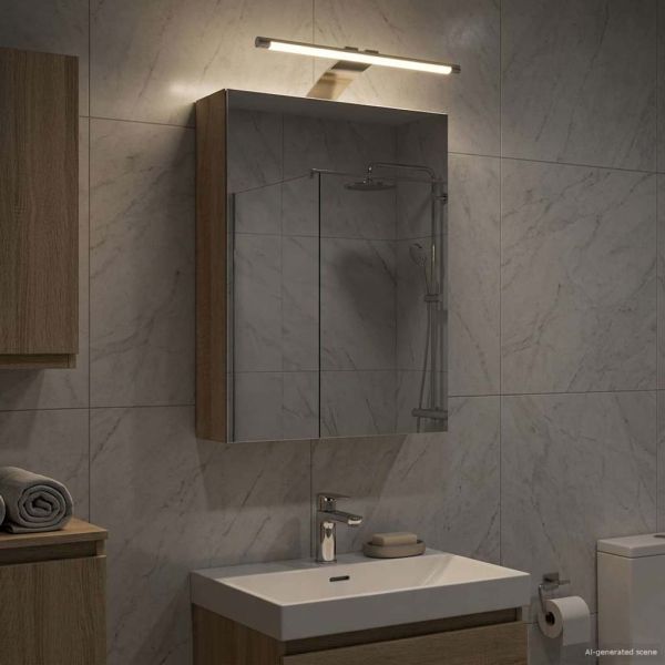 Шкаф с огледало за баня с рафт Сонома дъб 30 x 10,5 x 50 см