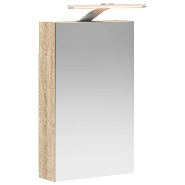 Шкаф с огледало за баня с рафт Сонома дъб 30 x 10,5 x 50 см