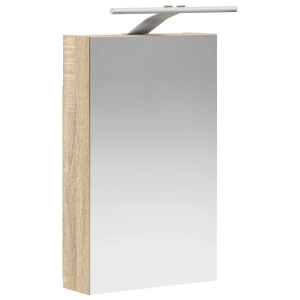 Шкаф с огледало за баня с рафт Сонома дъб 30 x 10,5 x 50 см