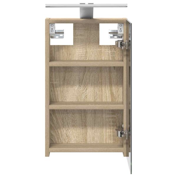 Шкаф с огледало за баня с рафт Сонома дъб 30 x 10,5 x 50 см