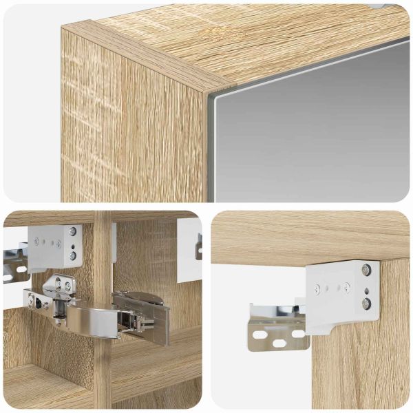 Шкаф с огледало за баня с рафт Сонома дъб 30 x 10,5 x 50 см