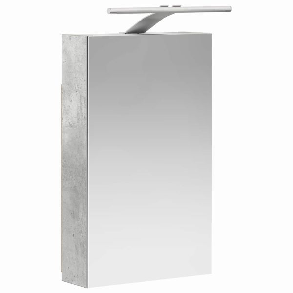 Шкаф с огледало за баня с рафт Циментено сиво 30 x 10,5 x 50 см