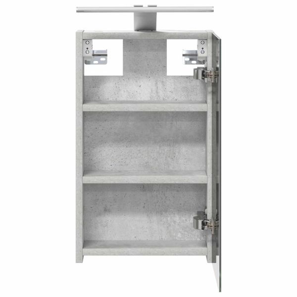 Шкаф с огледало за баня с рафт Циментено сиво 30 x 10,5 x 50 см