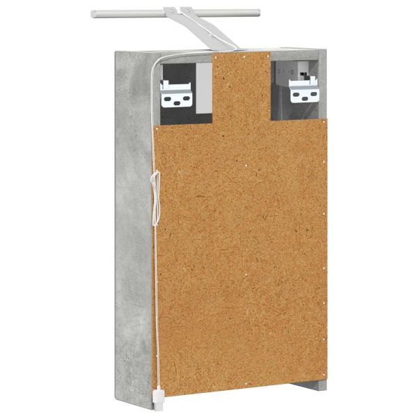 Шкаф с огледало за баня с рафт Циментено сиво 30 x 10,5 x 50 см